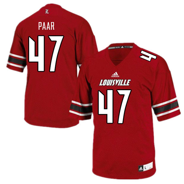 Men #47 William Paar Louisville Cardinals College Football Jerseys Sale-Red